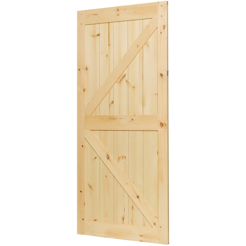 KIBY Paneled Wood Unfinished Barn Door without Installation Hardware